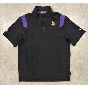 Nike Minnesota Vikings Coaches Jacket Mens Large Black NFL 1/4 Zip Vented